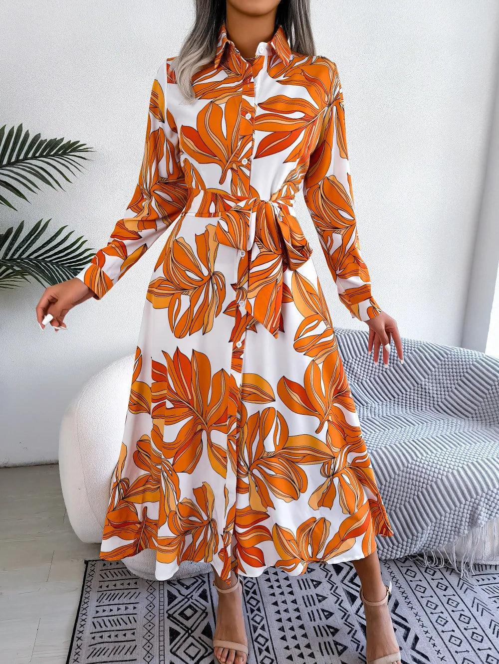 Jasmine | Vestido camisero largo floral