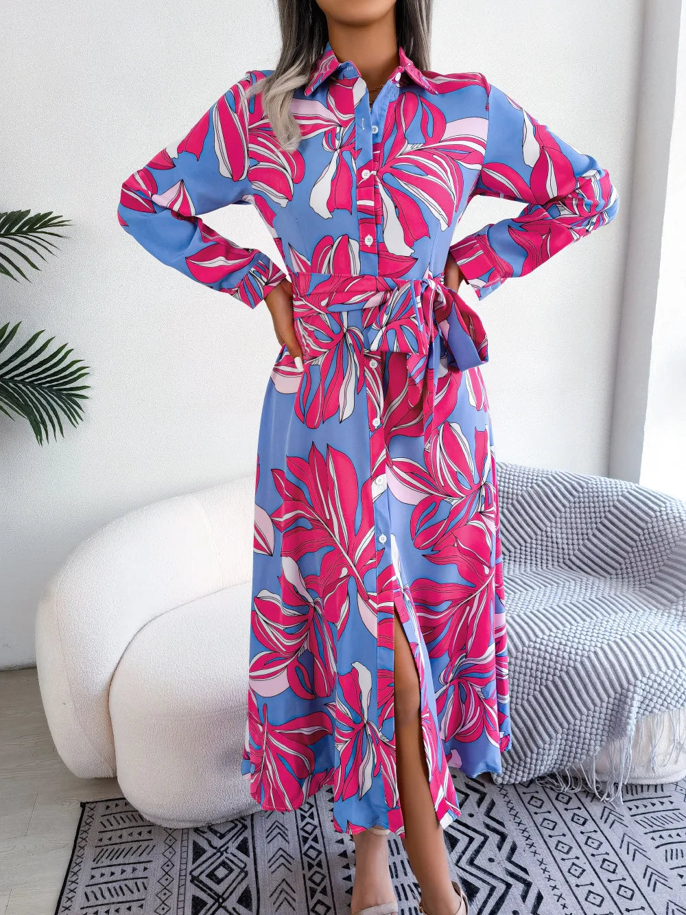 Jasmine | Vestido camisero largo floral