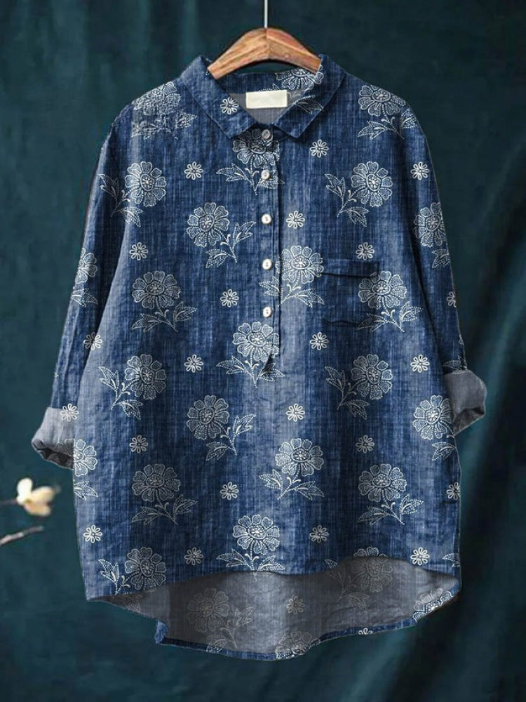 Seraphina | Blusa de lino estampada · Vista 7