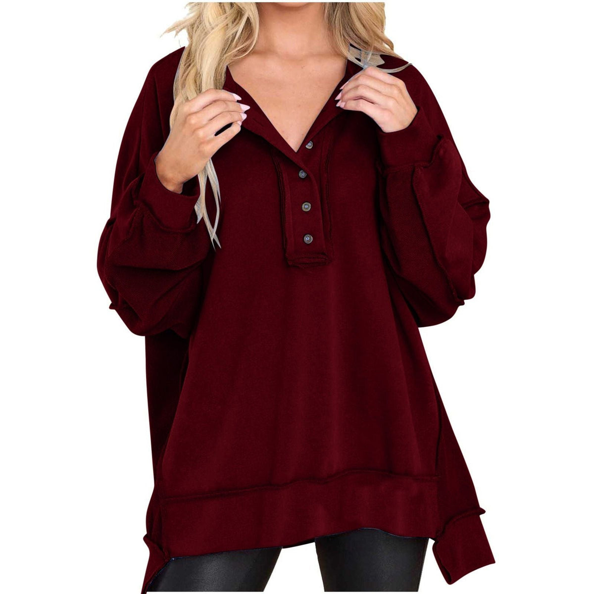 Gabriella | Sudadera holgada con cuello abotonado