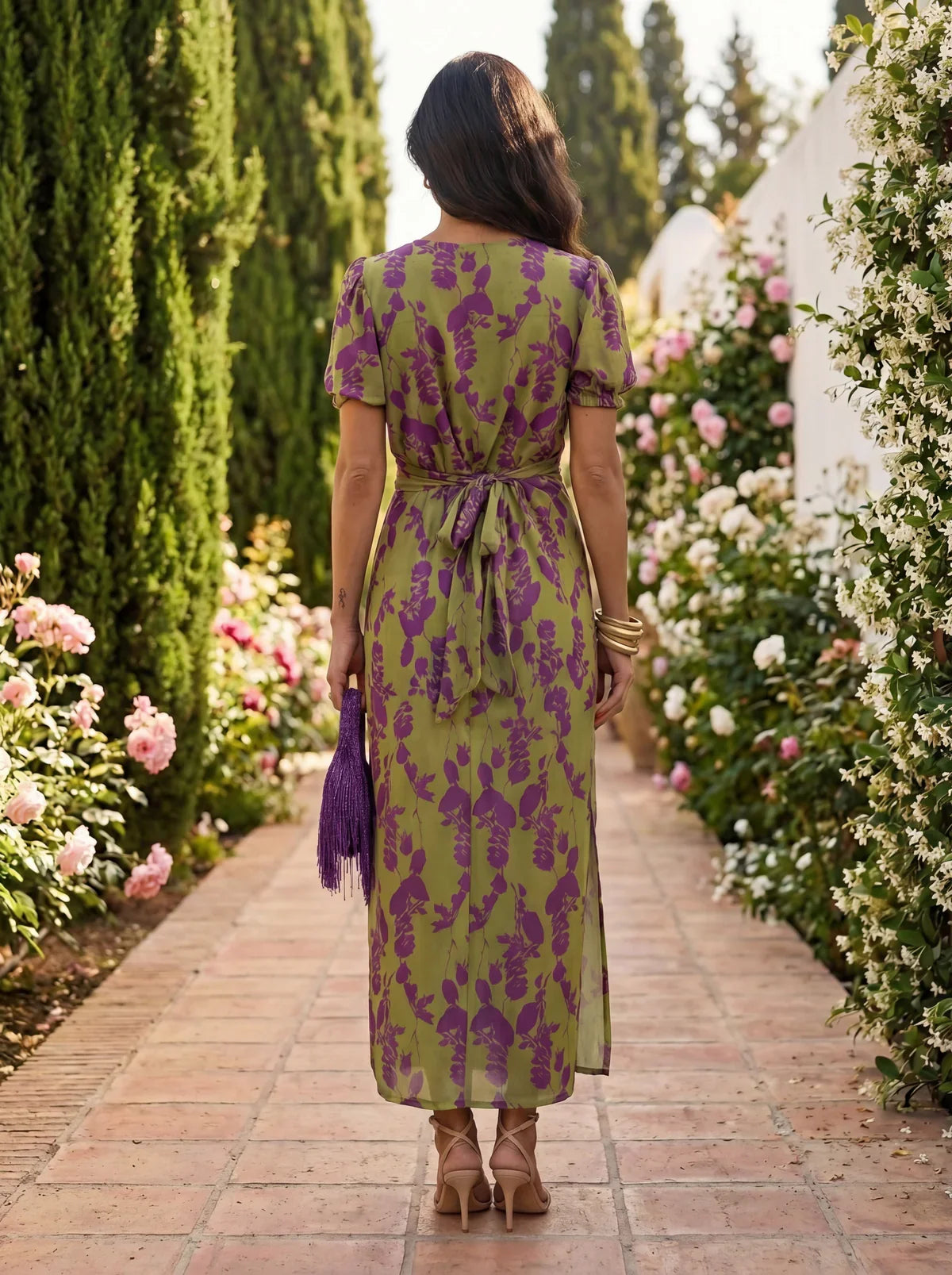 Laurel | Vestido largo de estampado botánico · Vista 4