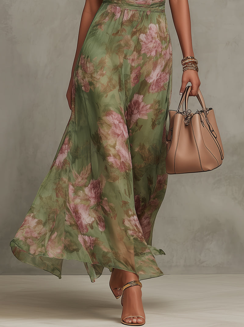 Serena | Vestido largo floral de cuello halter