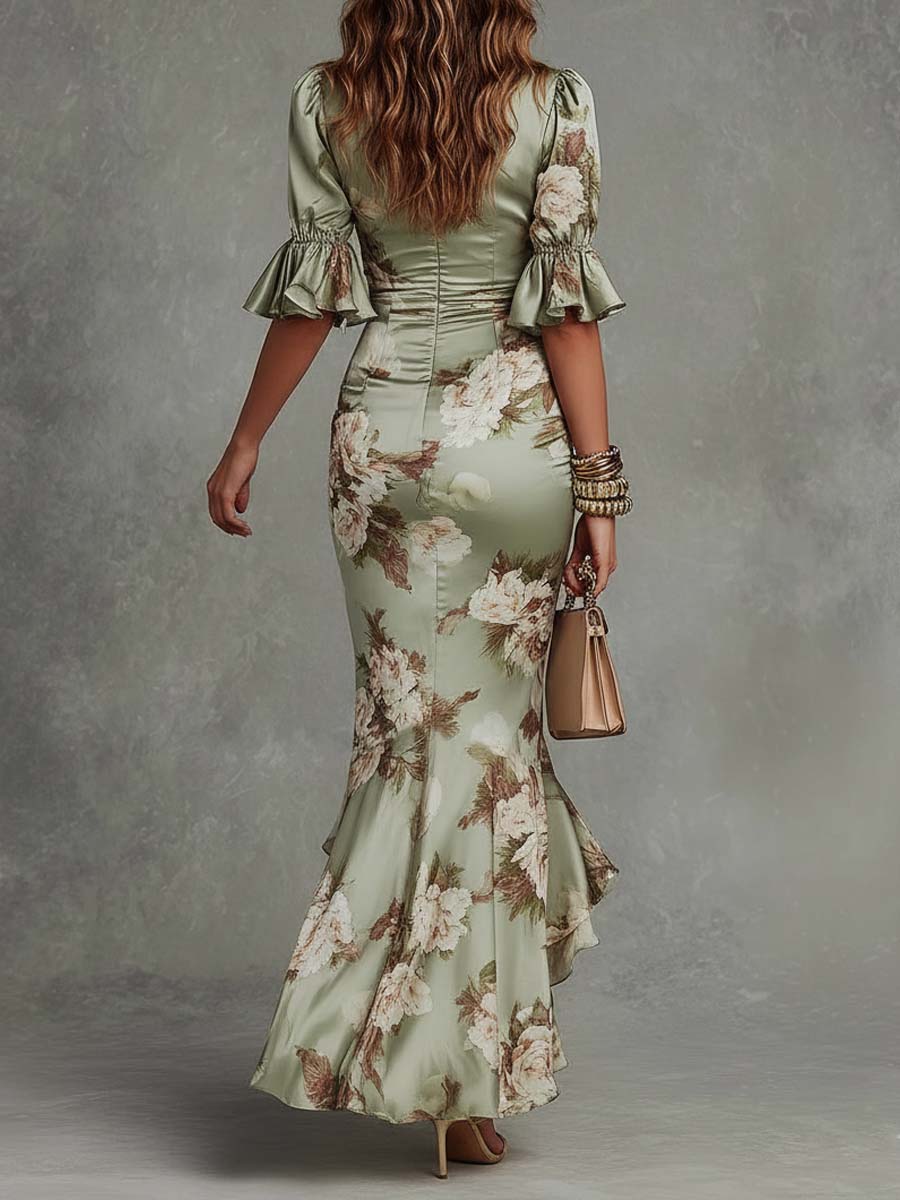Ana | Vestido largo satinado de corte asimétrico · Vista 5