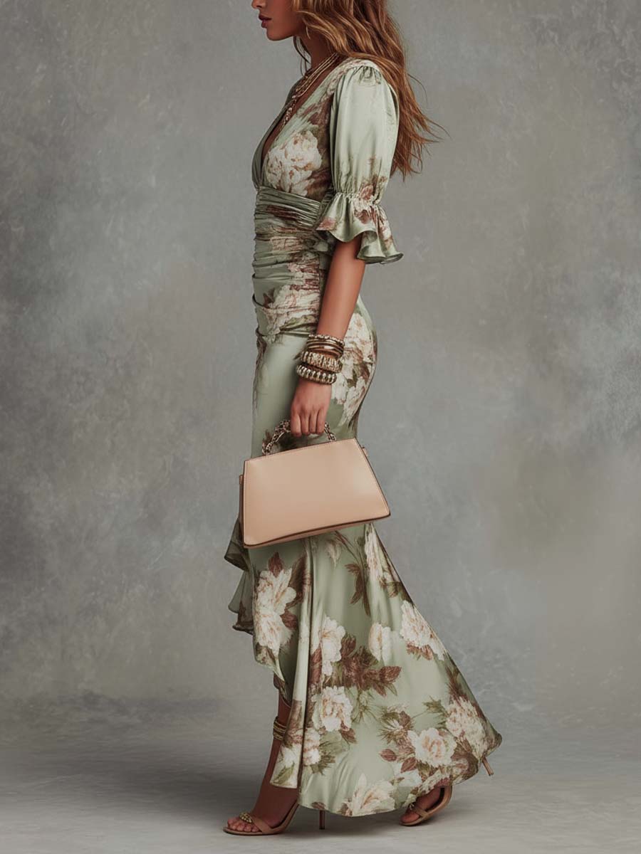 Ana | Vestido largo satinado de corte asimétrico · Vista 4