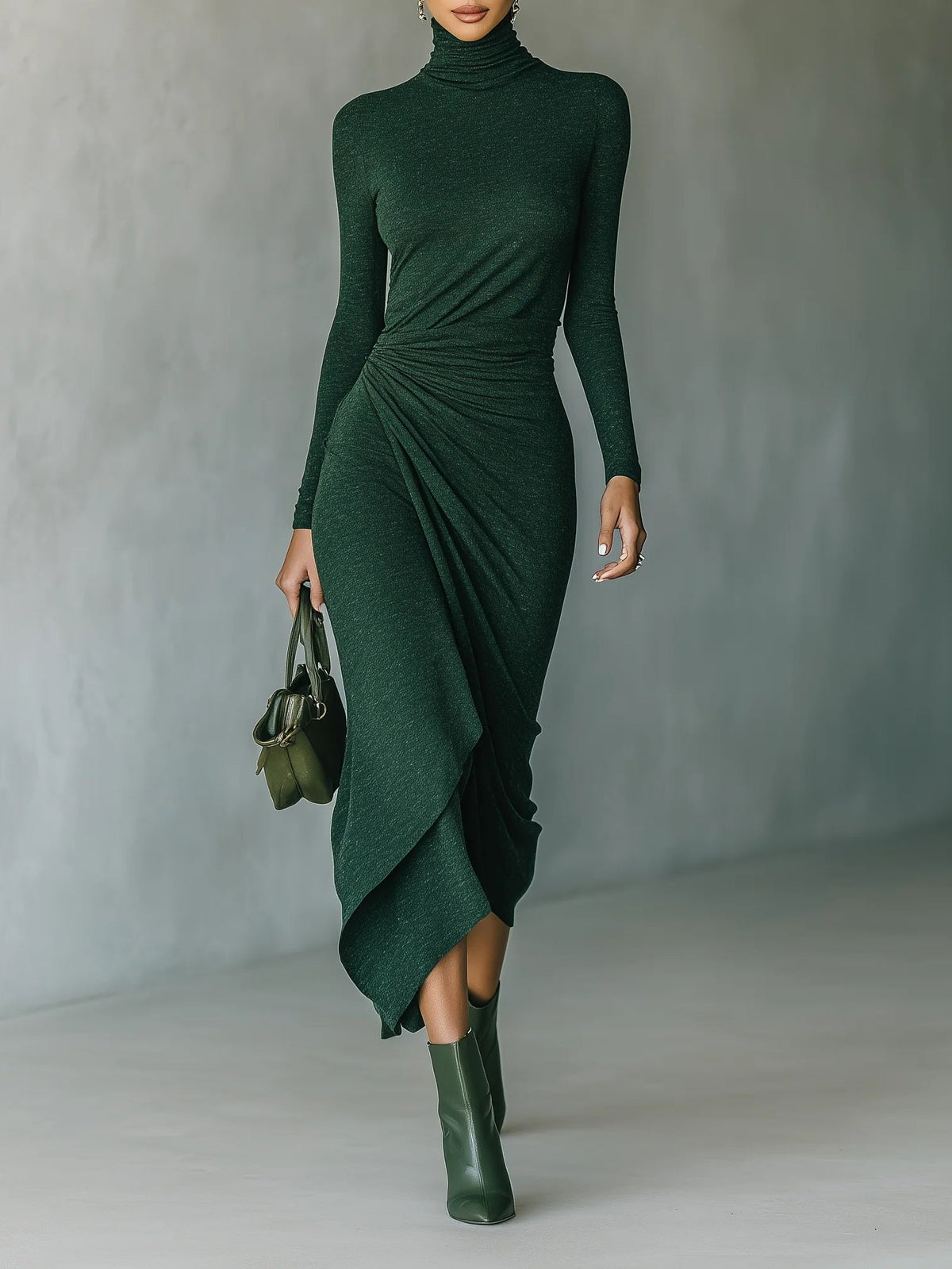 Lenora | Vestido midi cruzado con drapeado