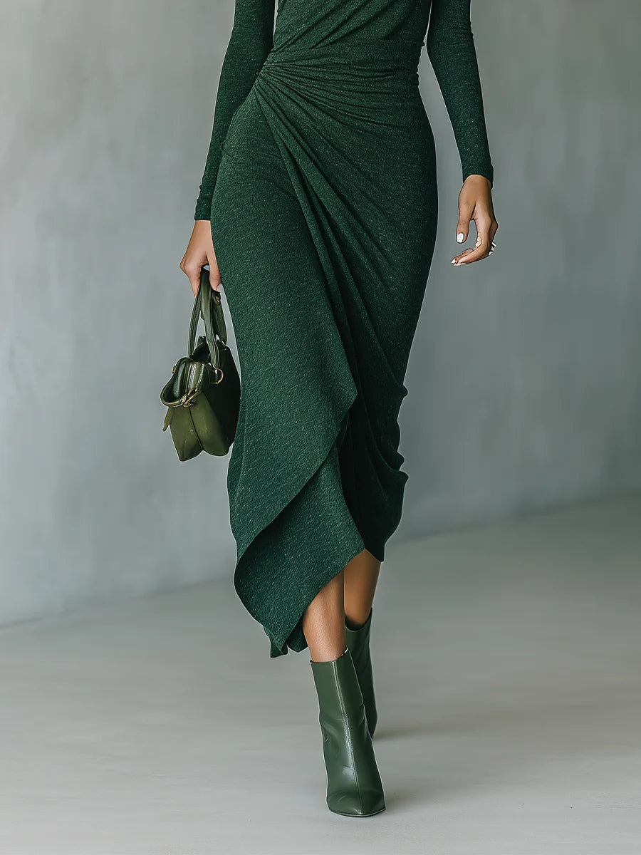 Lenora | Vestido midi cruzado con drapeado