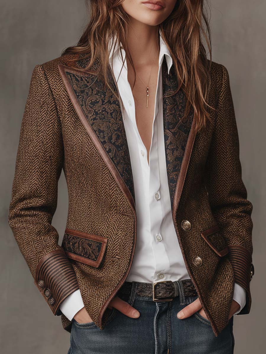 Gisèle | Blazer con paneles de estampado chevrón