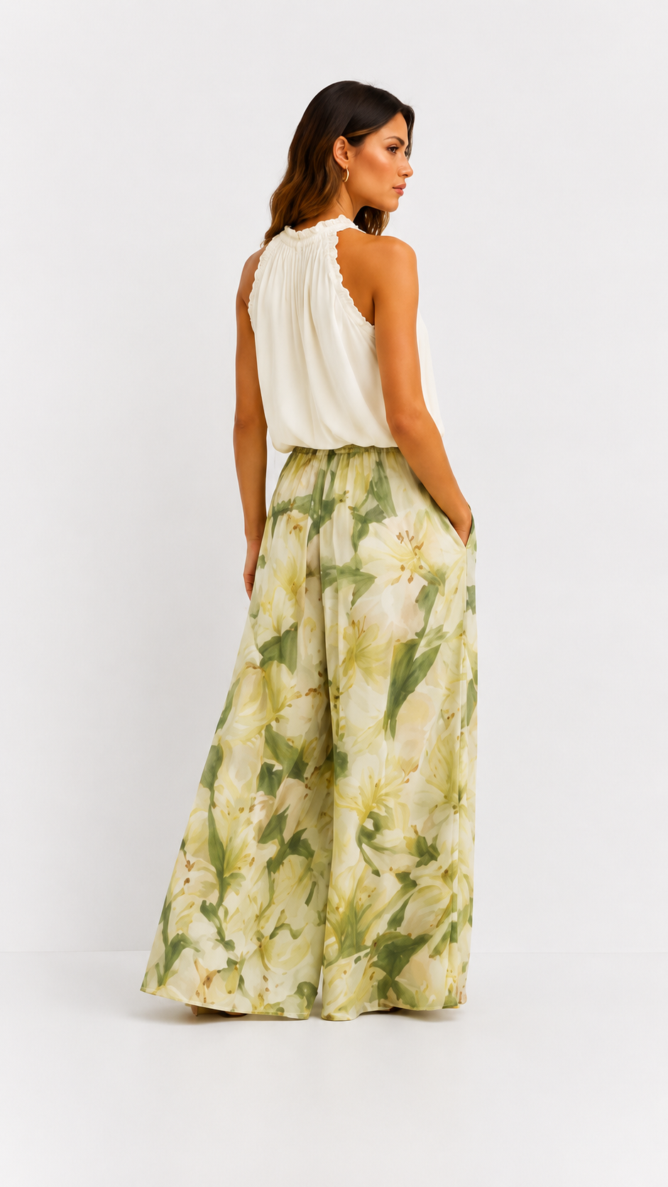 Alessandra | Conjunto de top con volantes y pantalón floral