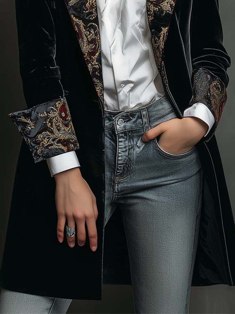 Léontine | Blazer negro de estampado barroco · Vista 6