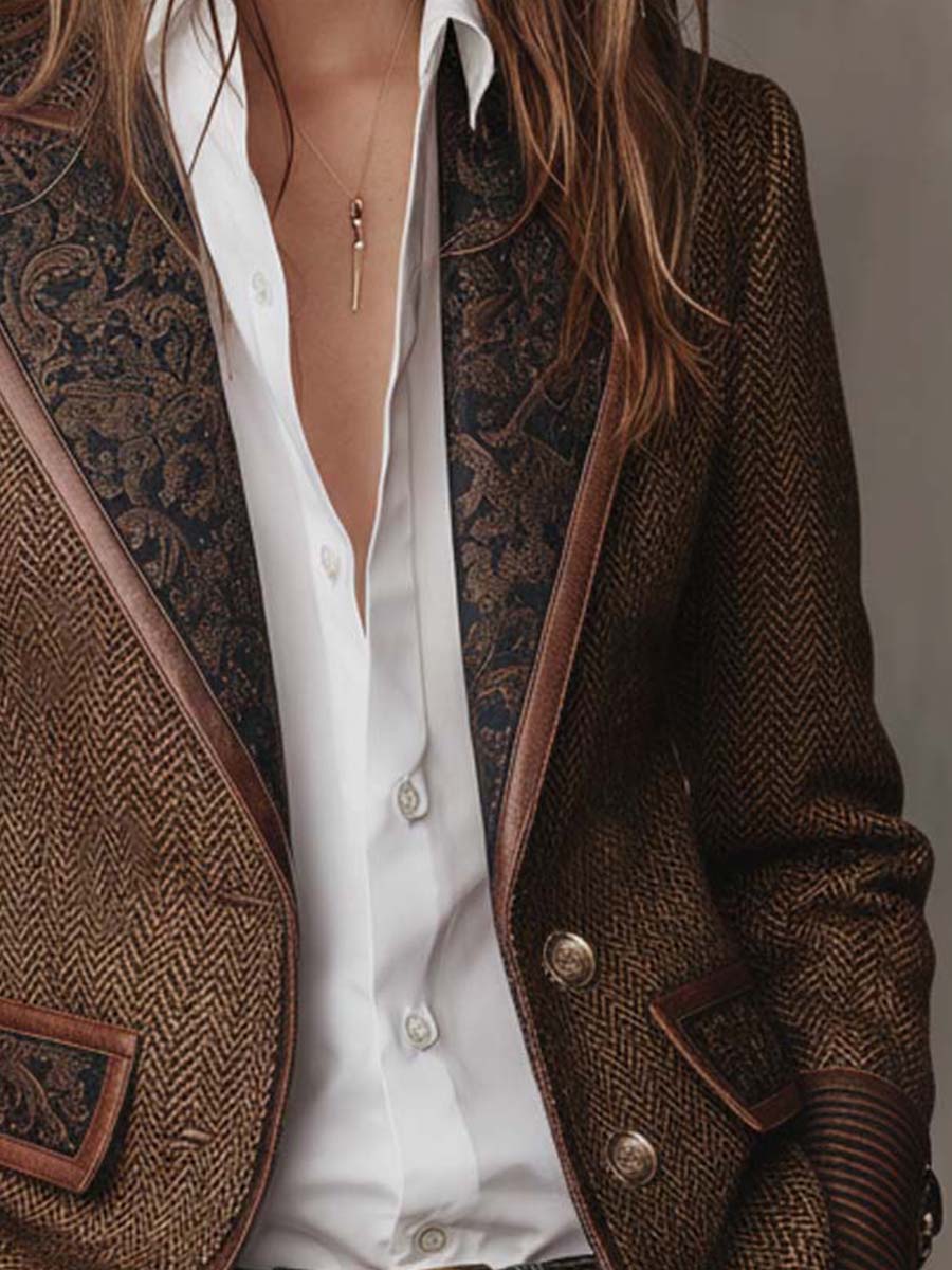 Gisèle | Blazer con paneles de estampado chevrón · Vista 7