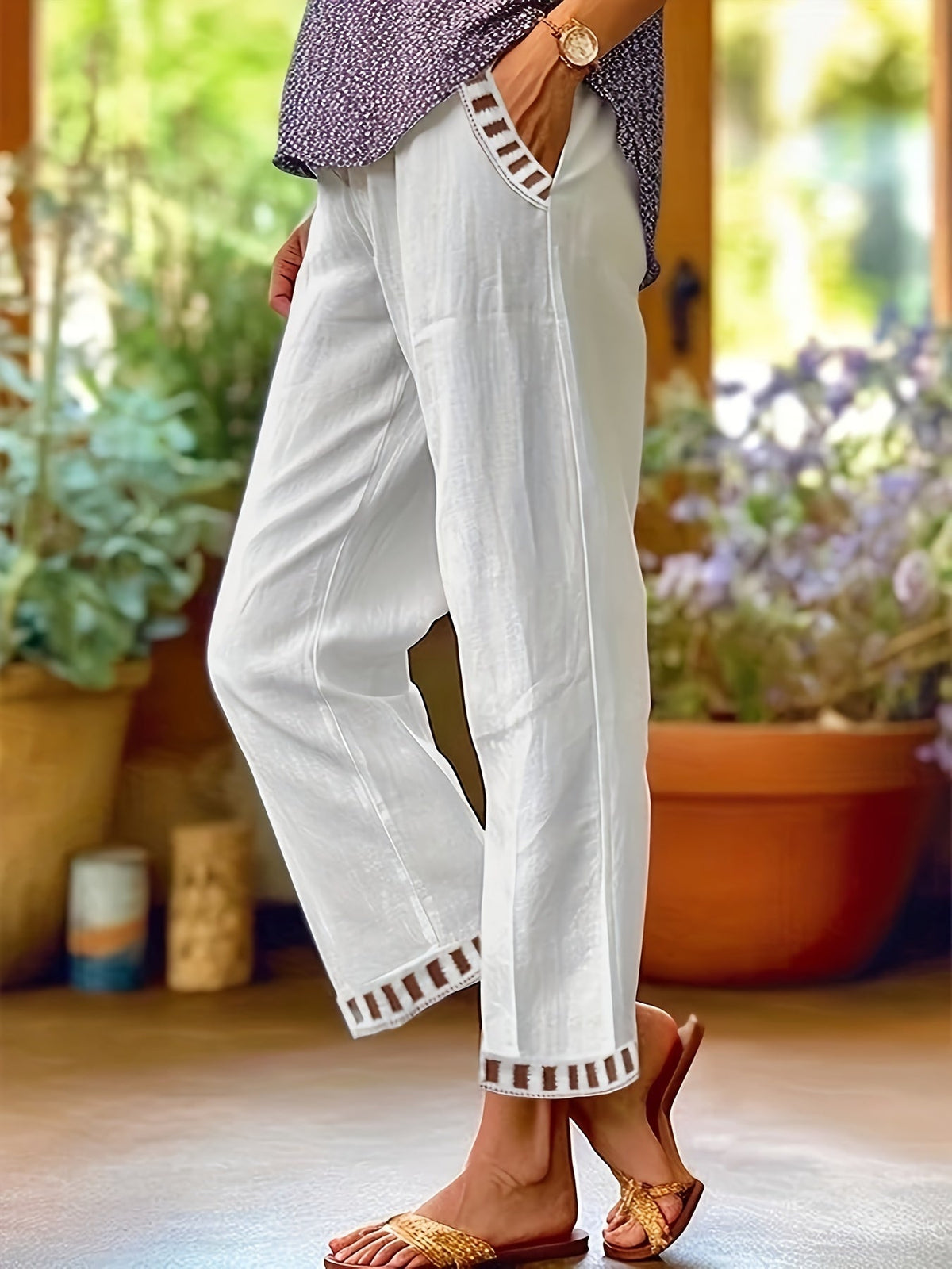 Wren | Pantalón al tobillo con detalles en contraste