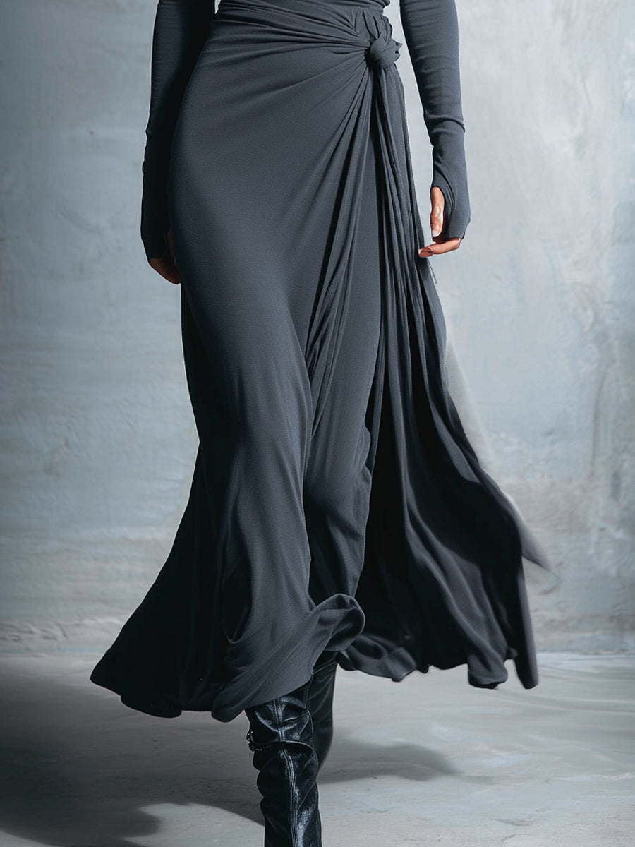 Vittoria | Vestido largo cruzado con nudo lateral