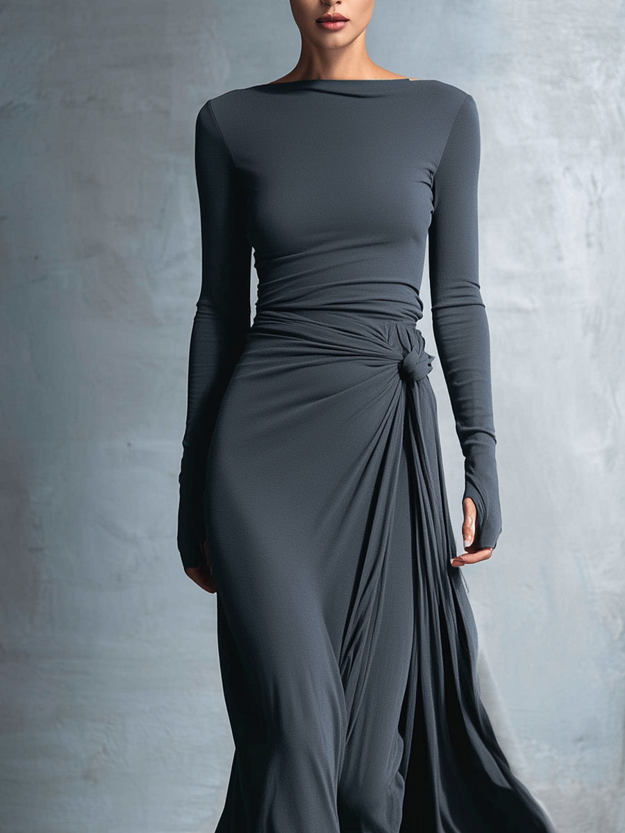 Vittoria | Vestido largo cruzado con nudo lateral