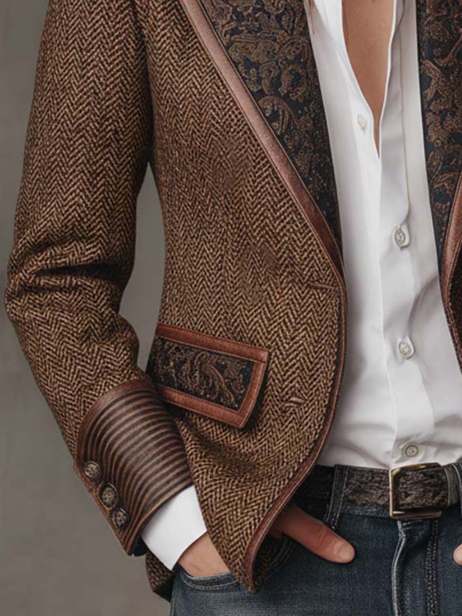 Gisèle | Blazer con paneles de estampado chevrón · Vista 6