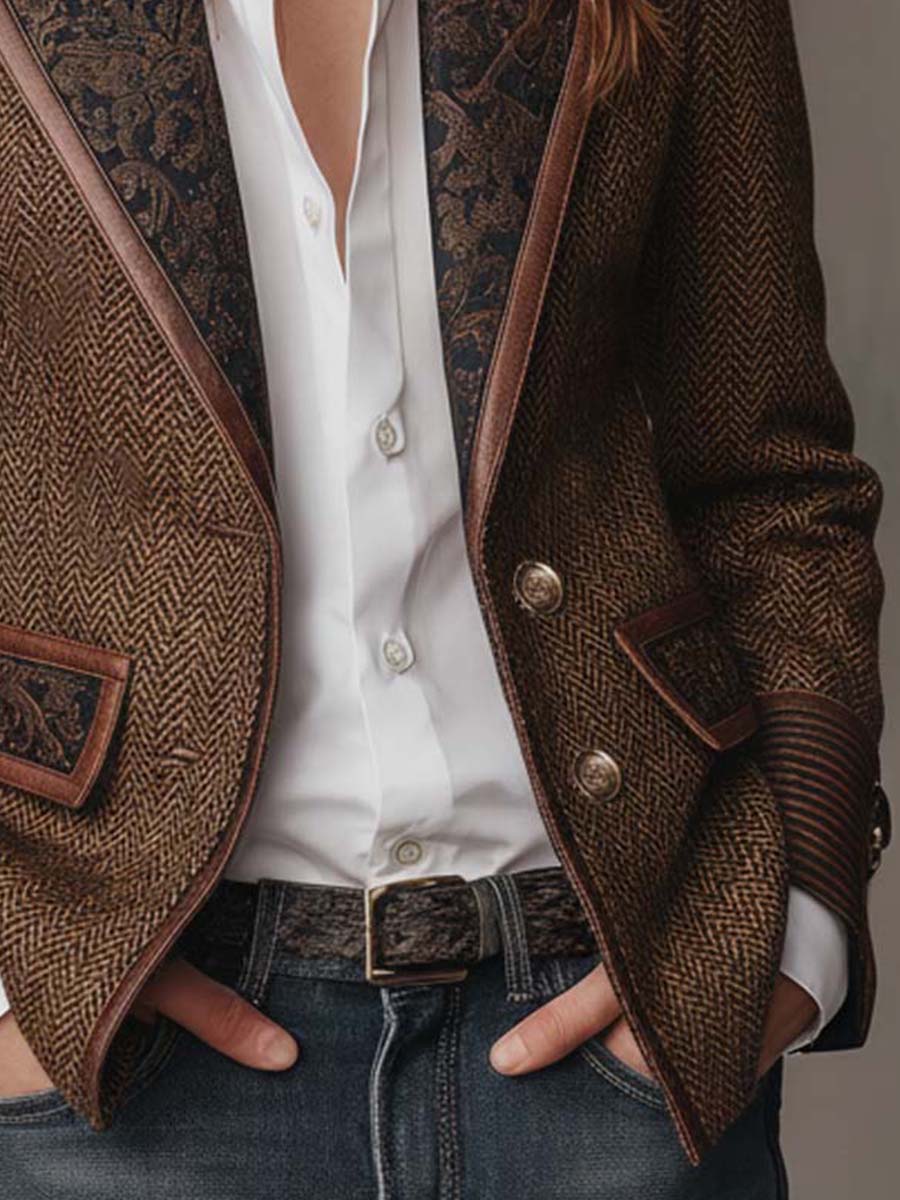 Gisèle | Blazer con paneles de estampado chevrón · Vista 8