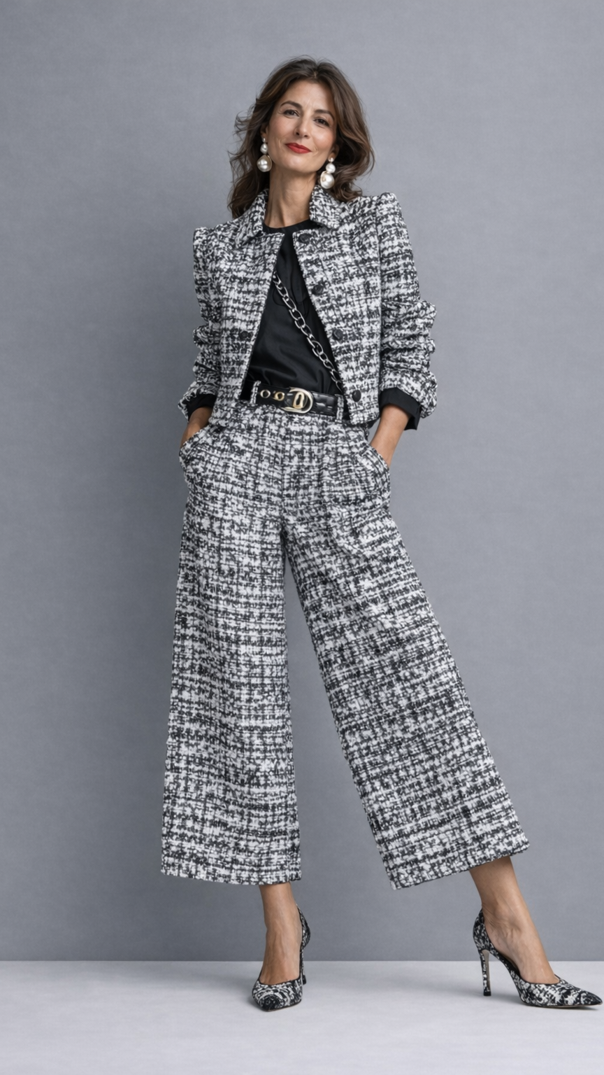 Lucía | Conjunto de chaqueta corta y pantalón ancho · Vista 2