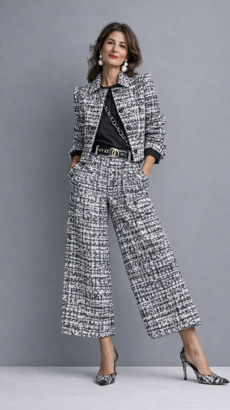 Lucía | Conjunto de chaqueta corta y pantalón ancho · Vista 2