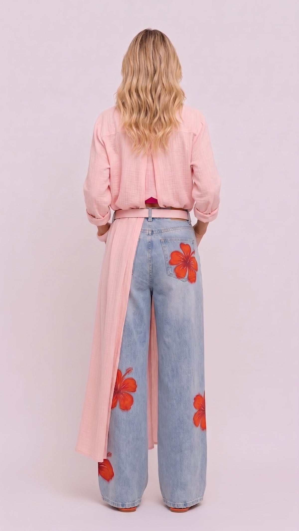 Elveta Floral | Conjunto de camisa larga y vaquero floral