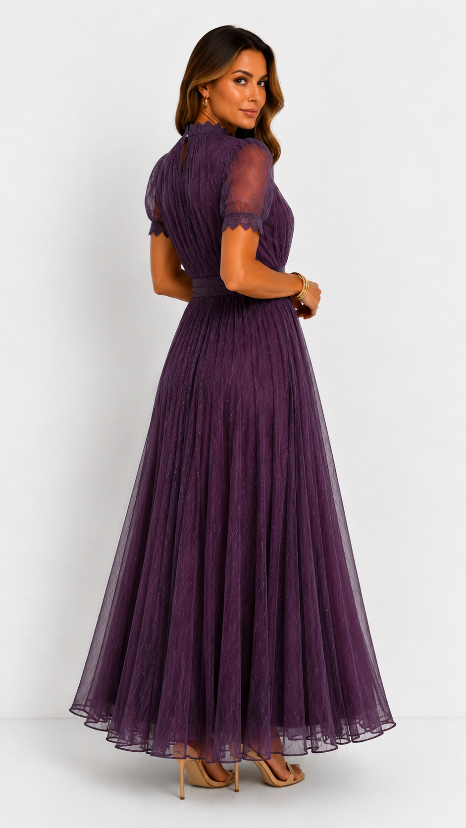Violette | Vestido largo de tul plisado