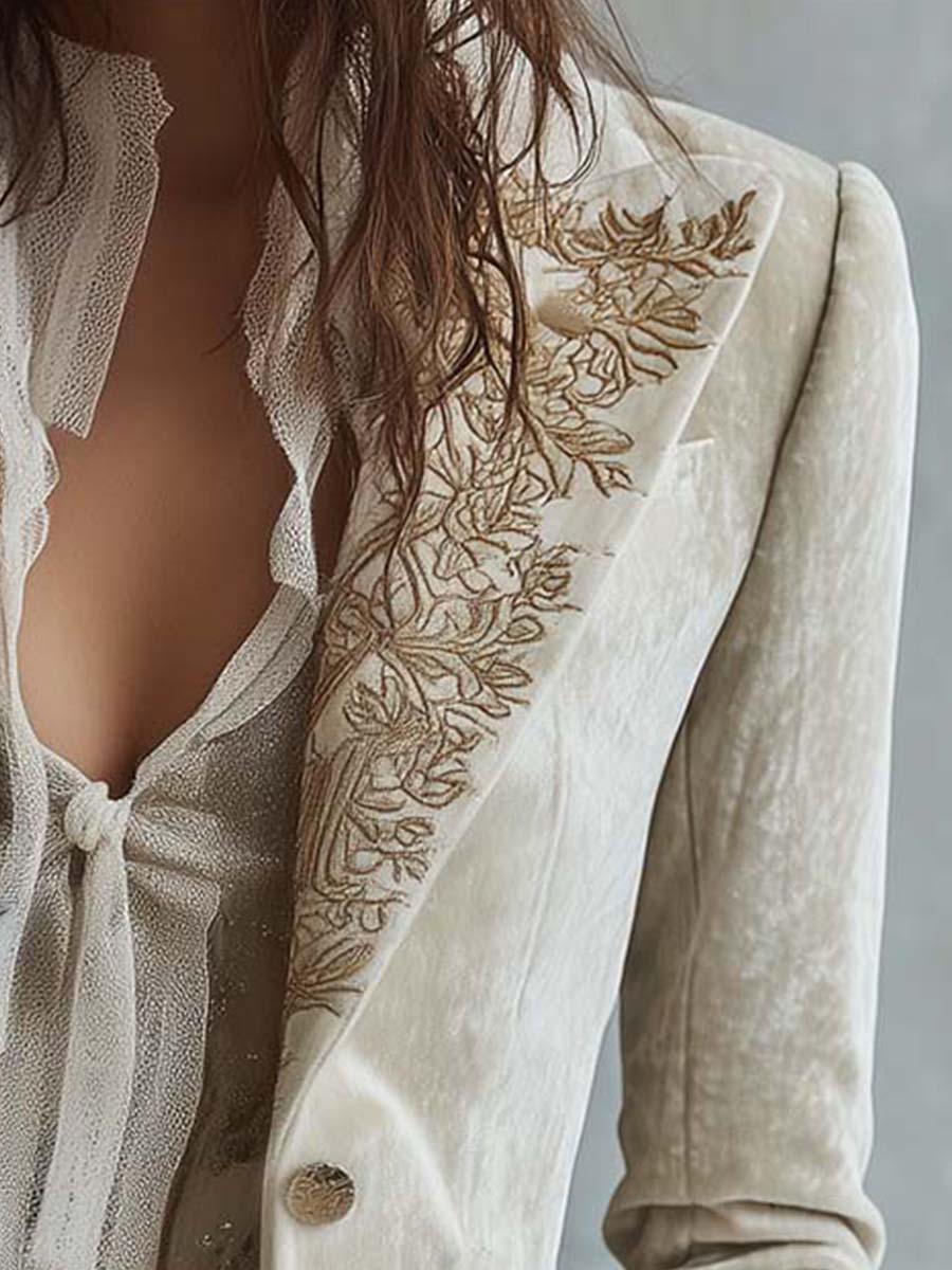 Constance | Blazer bordado de color marfil · Vista 5