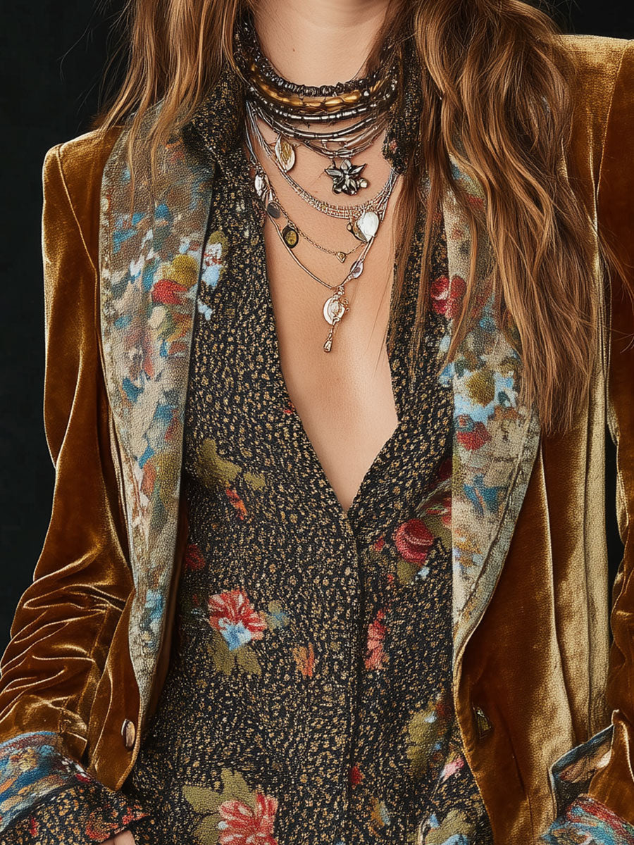 Marcelline | Blazer de estampado floral patchwork · Vista 3