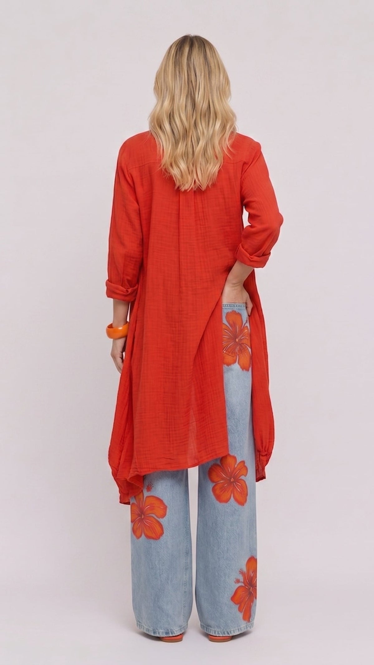 Elveta Floral | Conjunto de camisa larga y vaquero floral