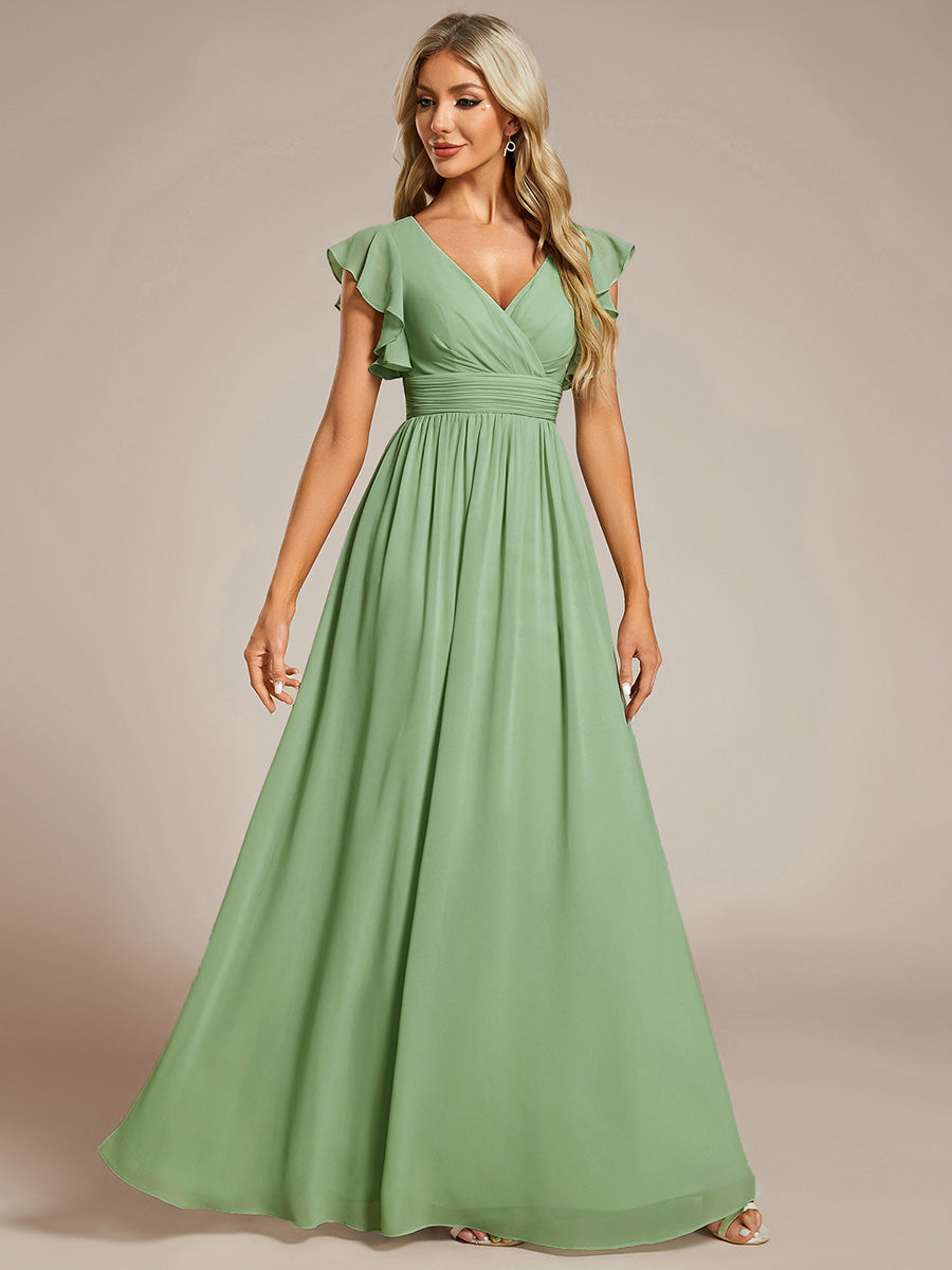 Lilyana | Vestido largo de gasa con mangas plisadas · Vista 122