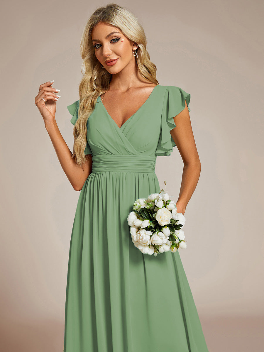 Lilyana | Vestido largo de gasa con mangas plisadas · Vista 123