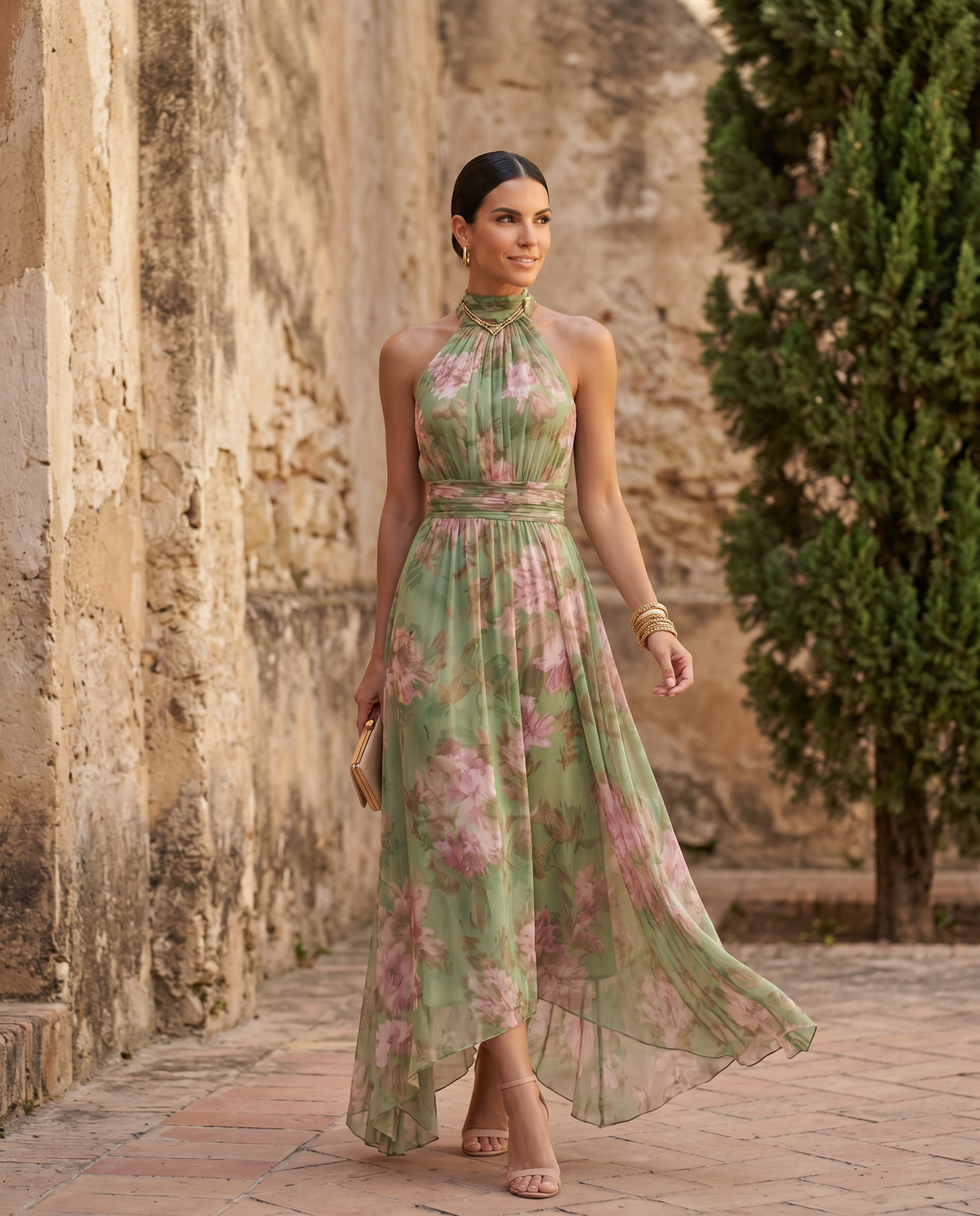 Olivia | Vestido floral de cuello halter