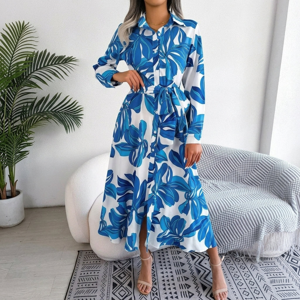 Jasmine | Vestido camisero largo floral