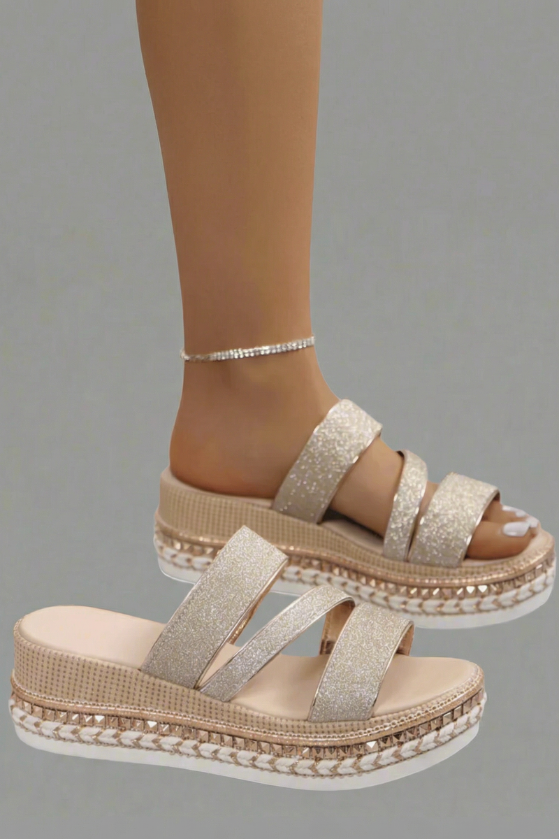 Vanessa | Sandalias de cuña con brillo