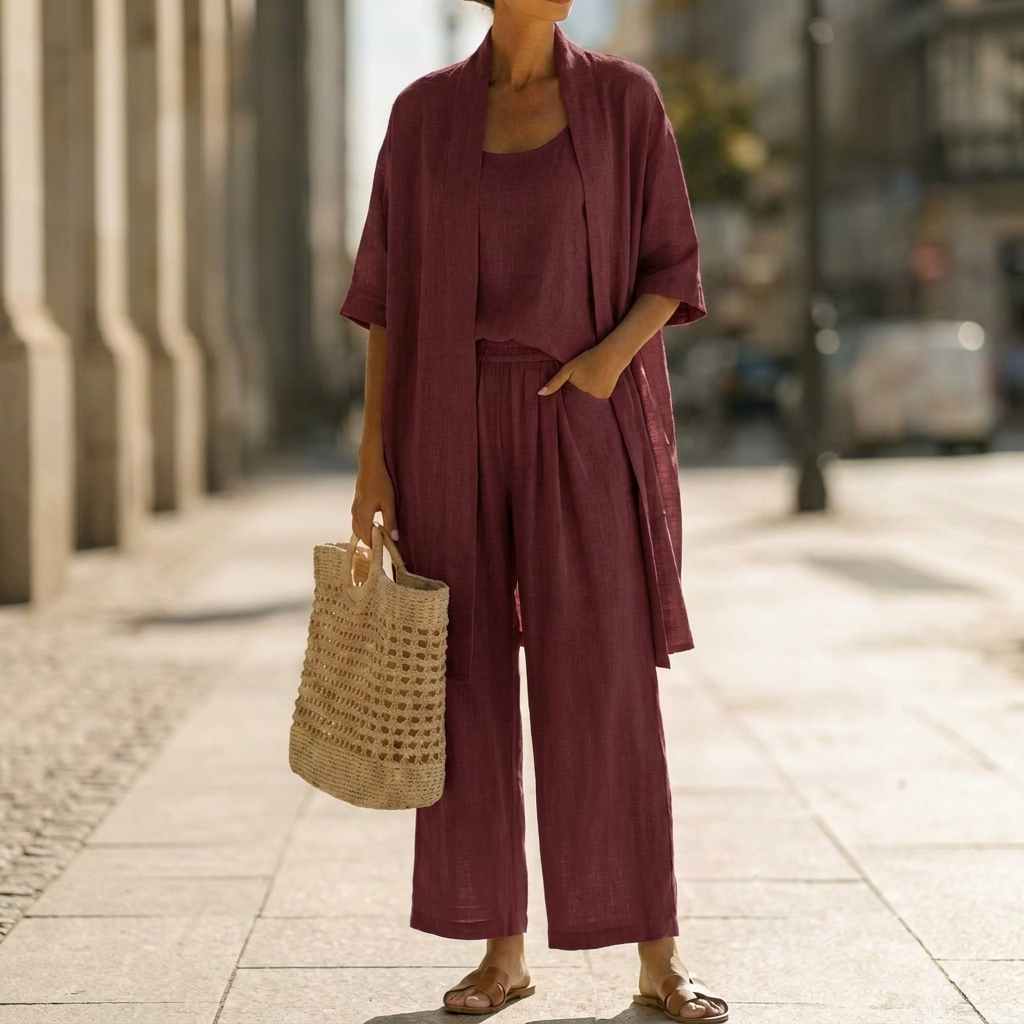 Abigail | Conjunto de tres piezas de efecto lino