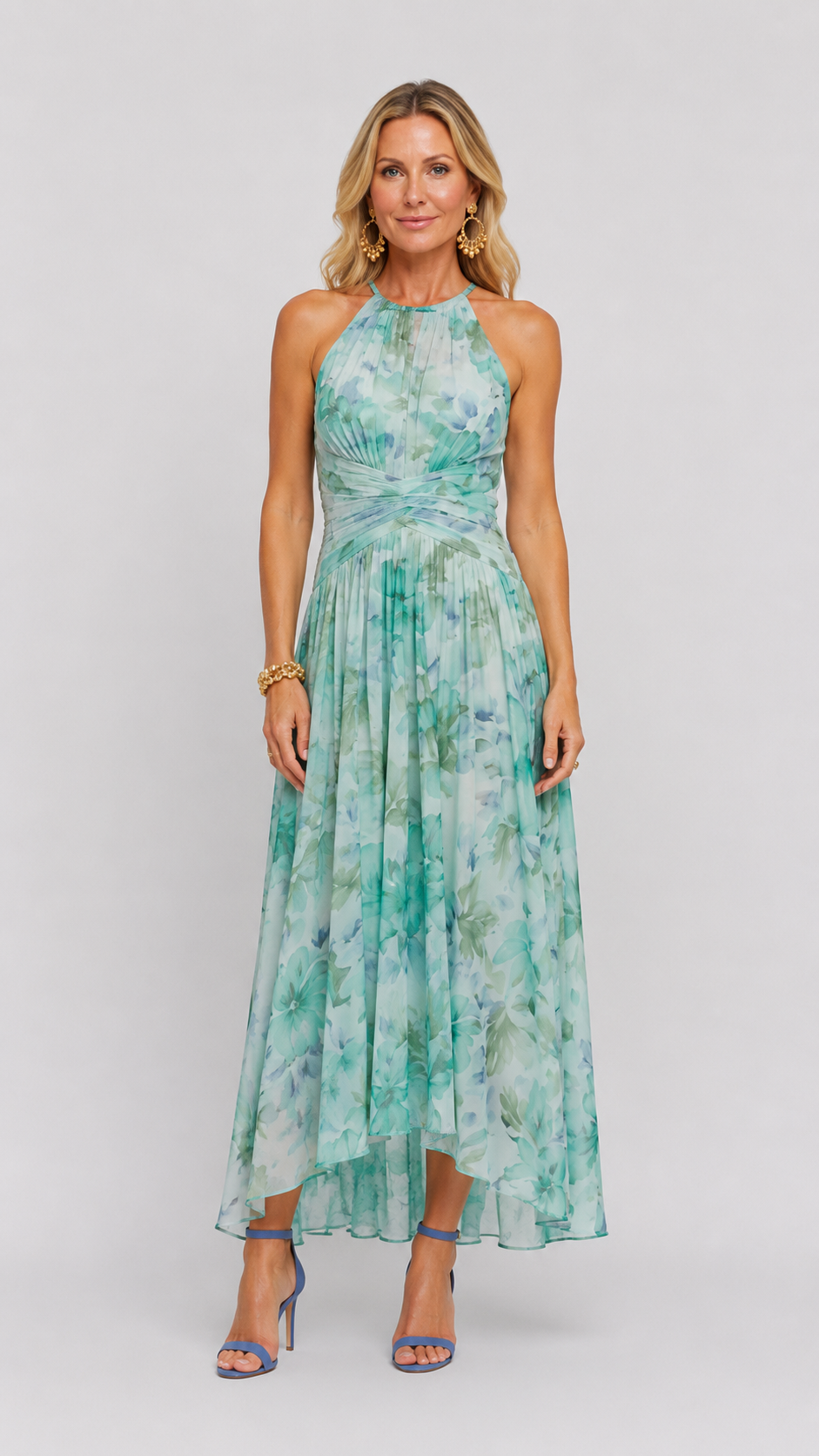 Portia | Vestido midi plisado de cuello halter