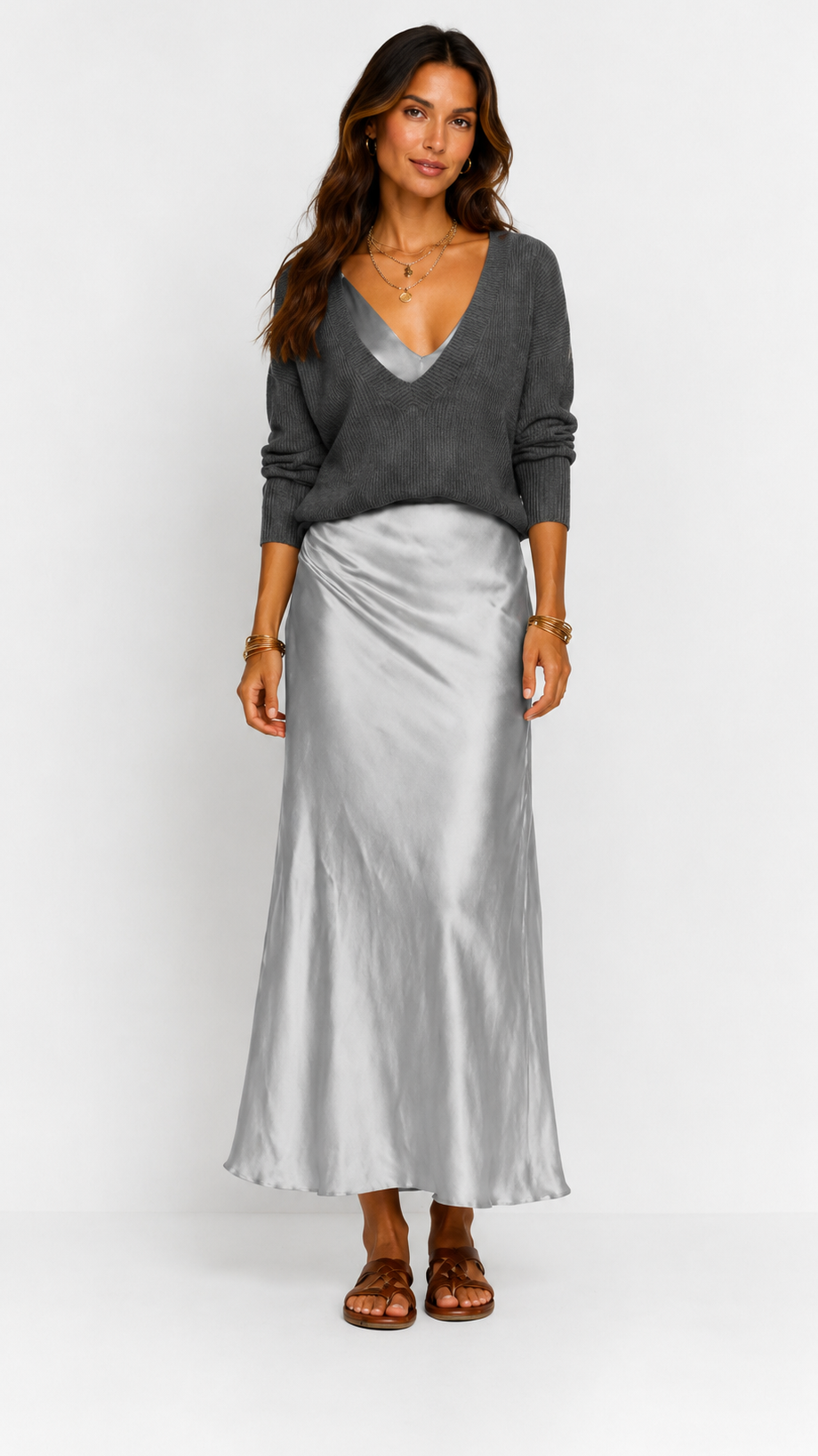 Luna | Vestido satinado con jersey incluido