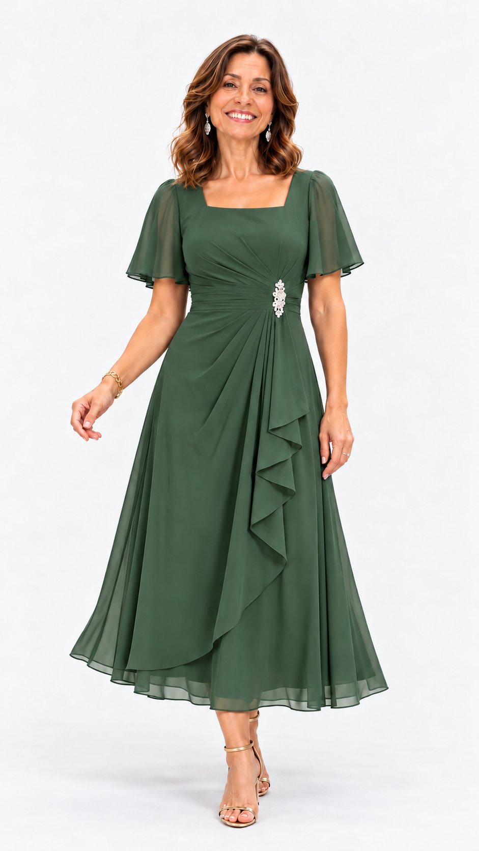 Vestido Lilou - Verde eucalipto - Avatar ALMA LIORA