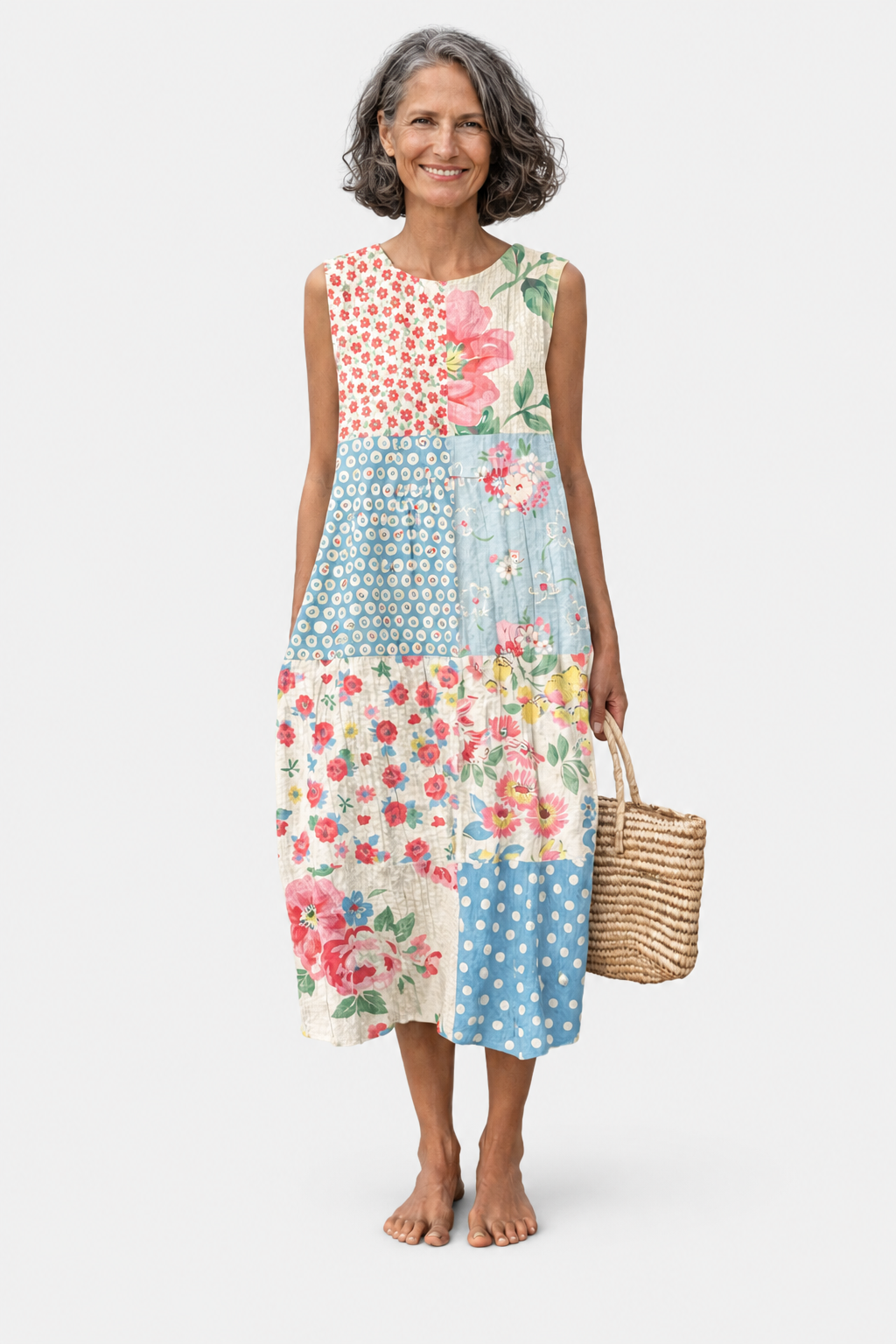 Valeria | Vestido midi de estampado patchwork
