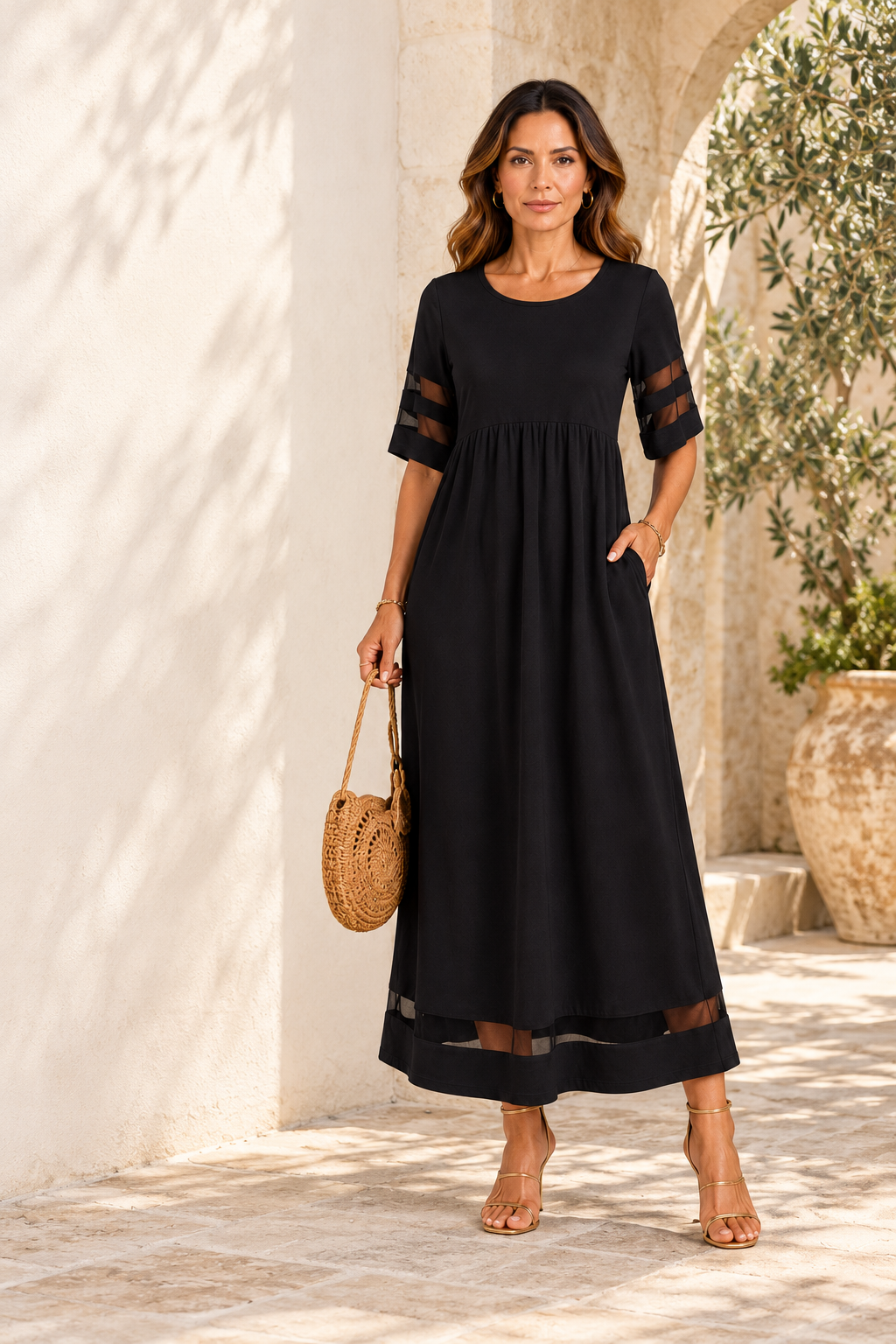 Aubrey | Vestido midi con frunces · Fotografía editorial ALMA LIORA, imagen editada