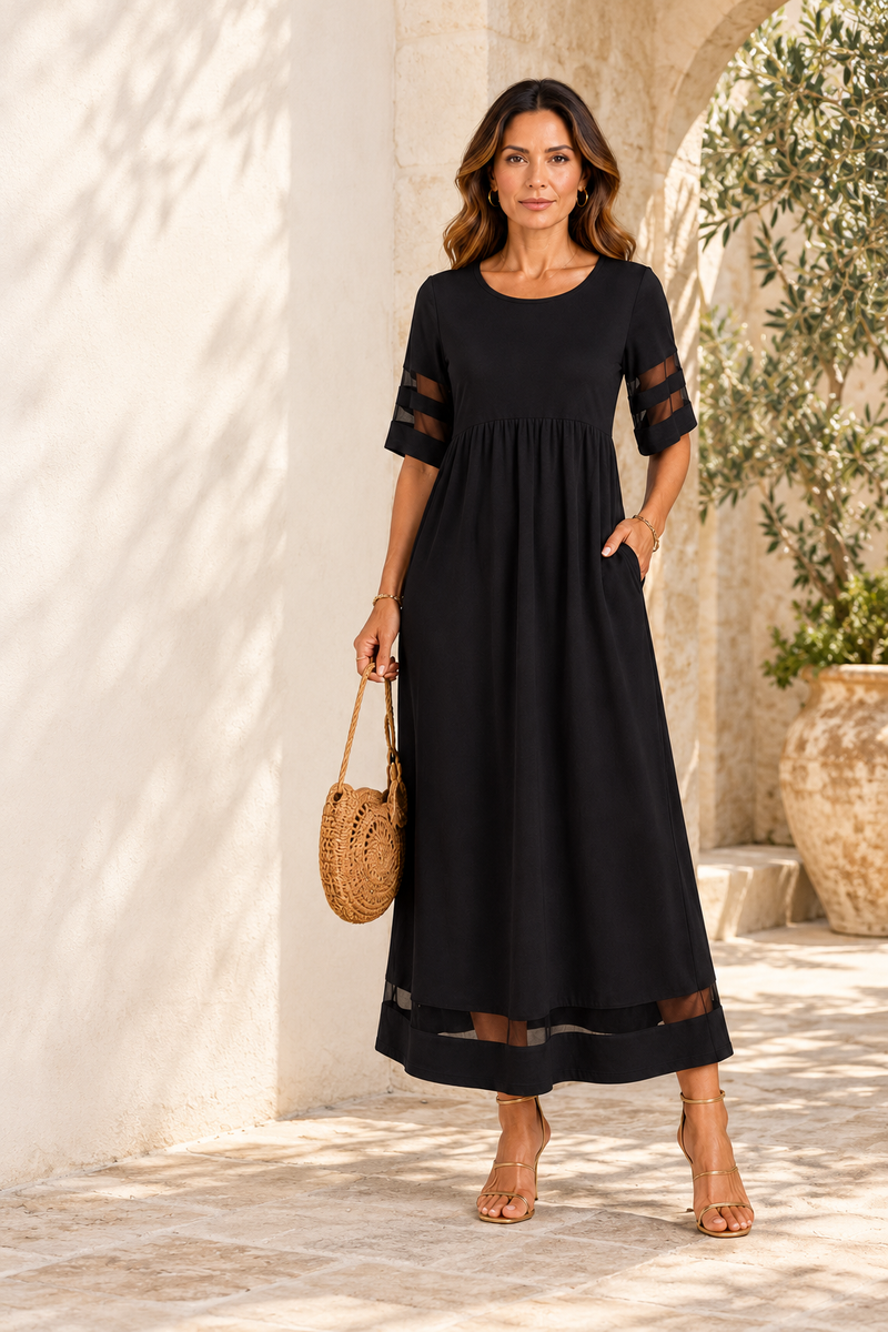 Aubrey | Vestido midi con frunces · Fotografía editorial ALMA LIORA, imagen editada