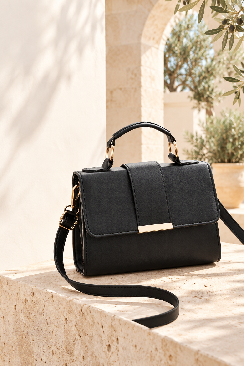 Bolso de hombro de estilo retro y acabado PU · Fotografía editorial ALMA LIORA, imagen editada