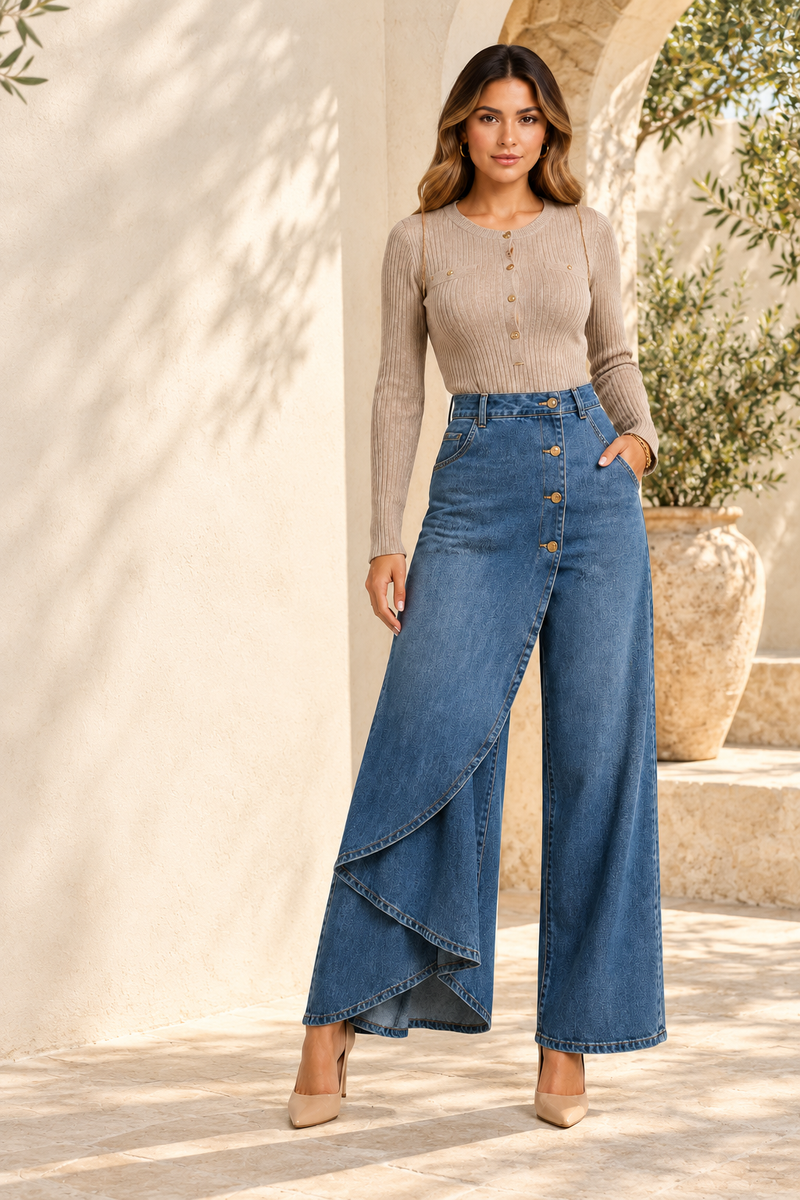 Denim | Pantalón vaquero asimétrico · Fotografía editorial ALMA LIORA, imagen editada