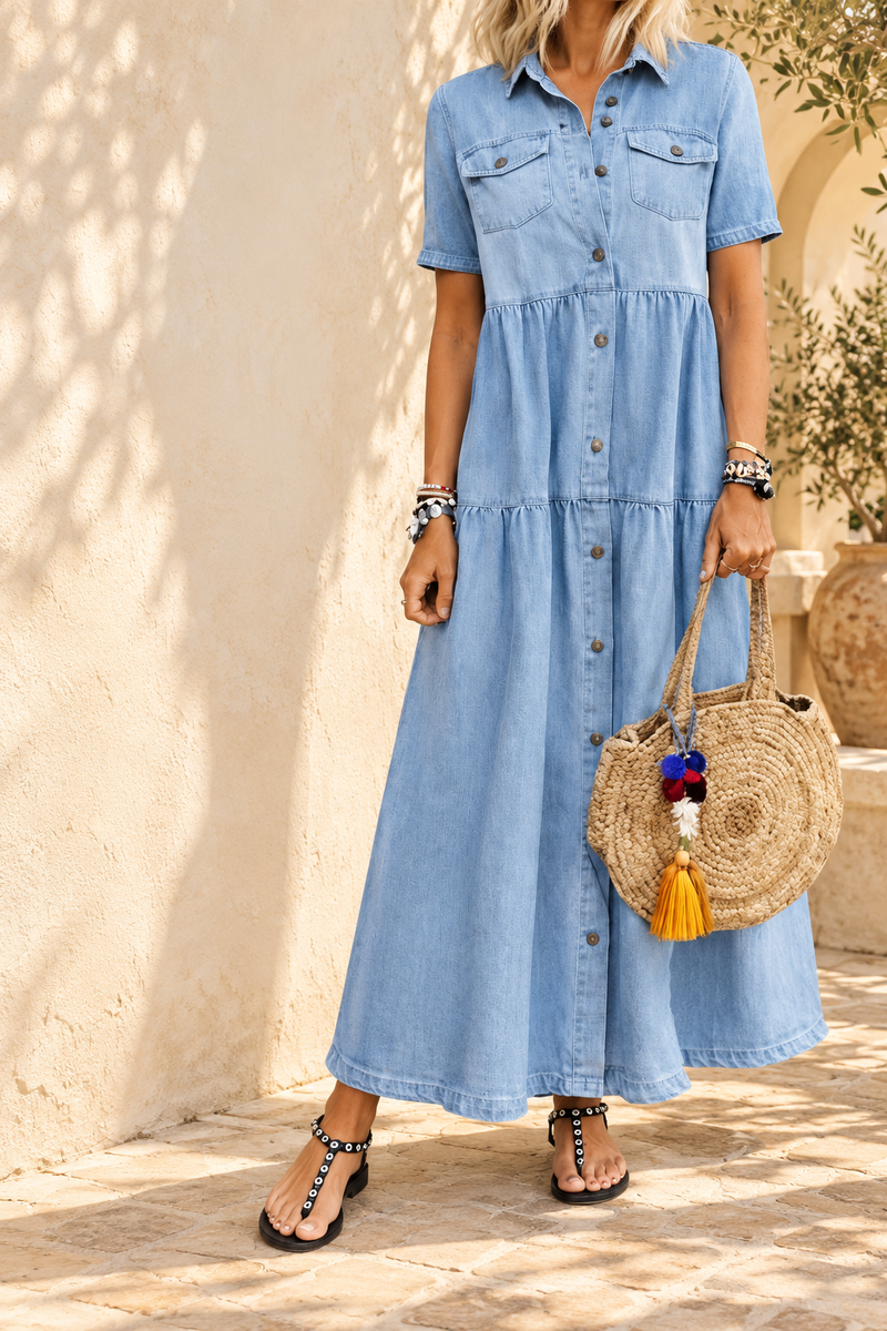 Elizabeth | Vestido abotonado con volantes · Fotografía editorial ALMA LIORA, imagen editada