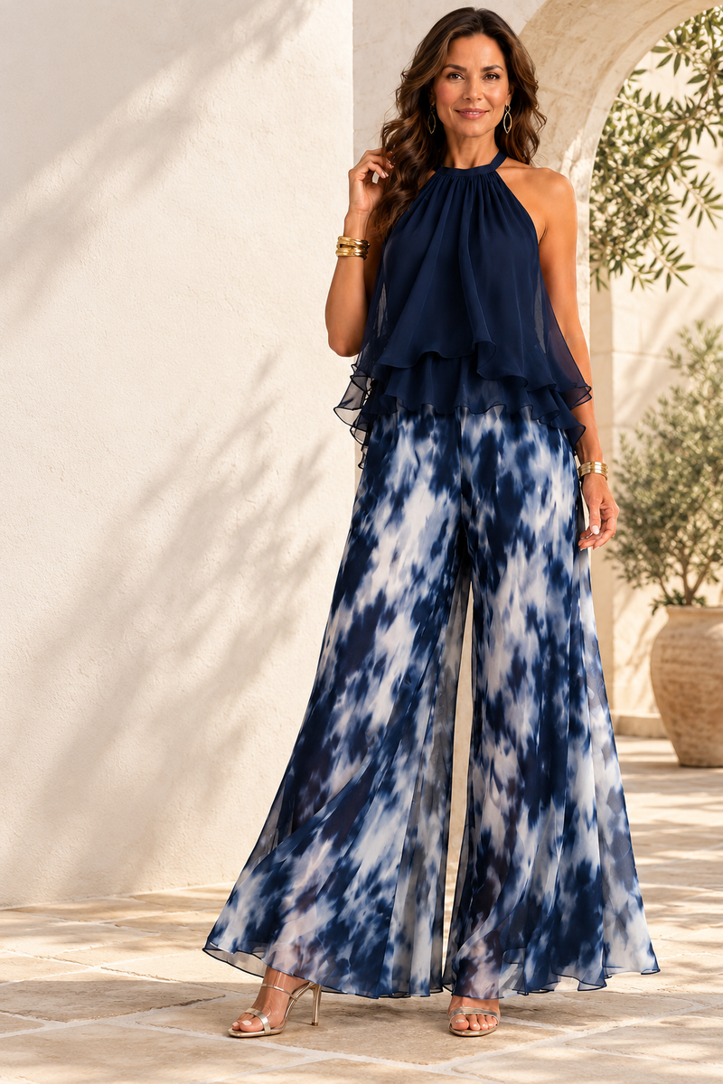 Ludovica | Conjunto de top halter y pantalón estampado · Fotografía editorial ALMA LIORA, imagen editada