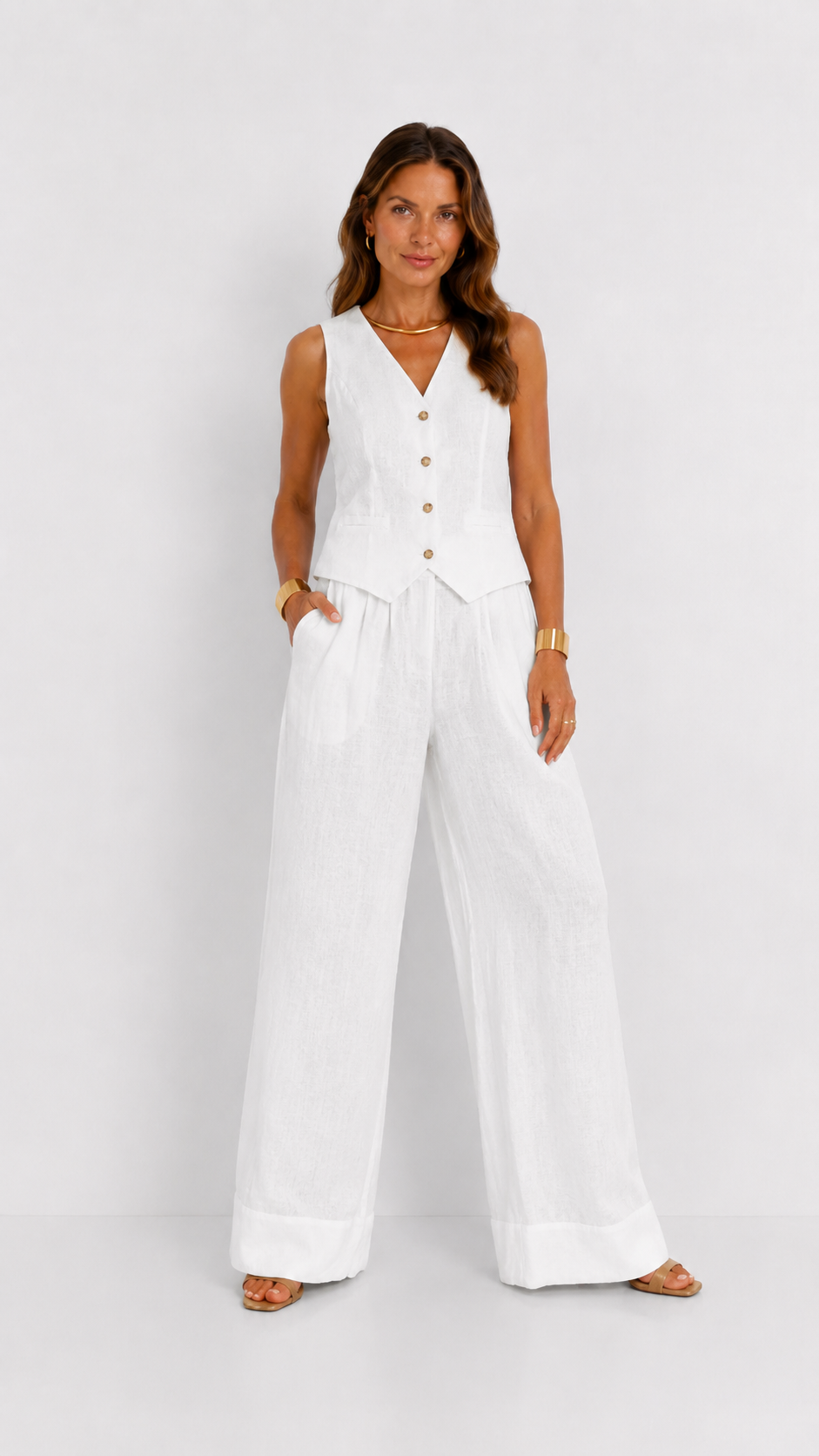 Lunaria | Conjunto de chaleco y pantalón ancho