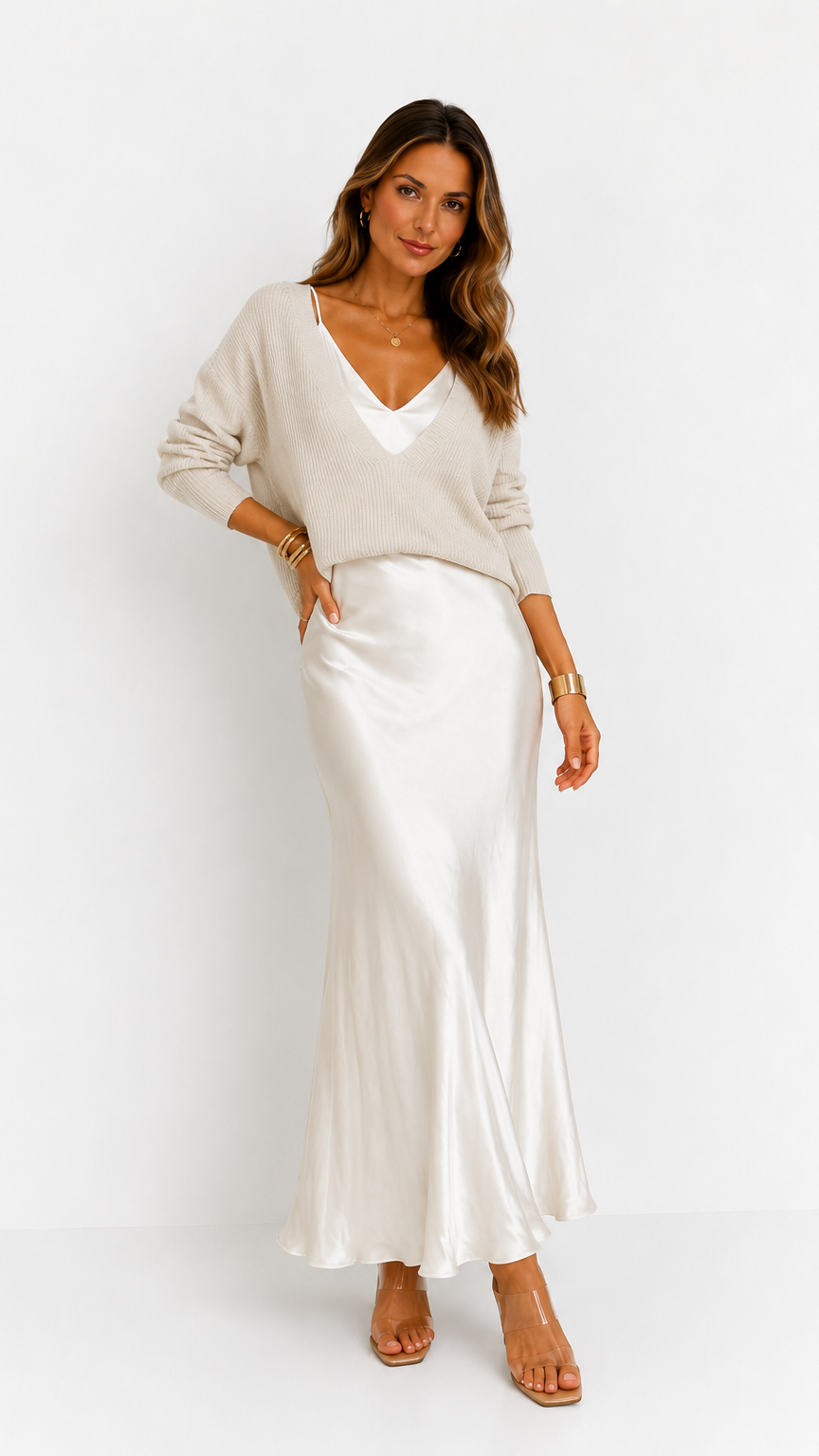 Luna | Vestido satinado con jersey incluido
