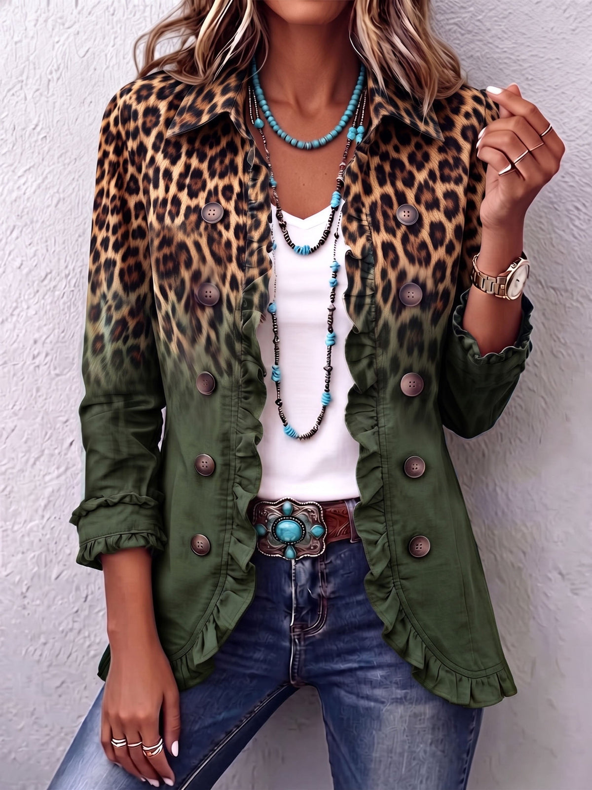 Cassandre | Blazer de estampado animal con volantes · Vista 7