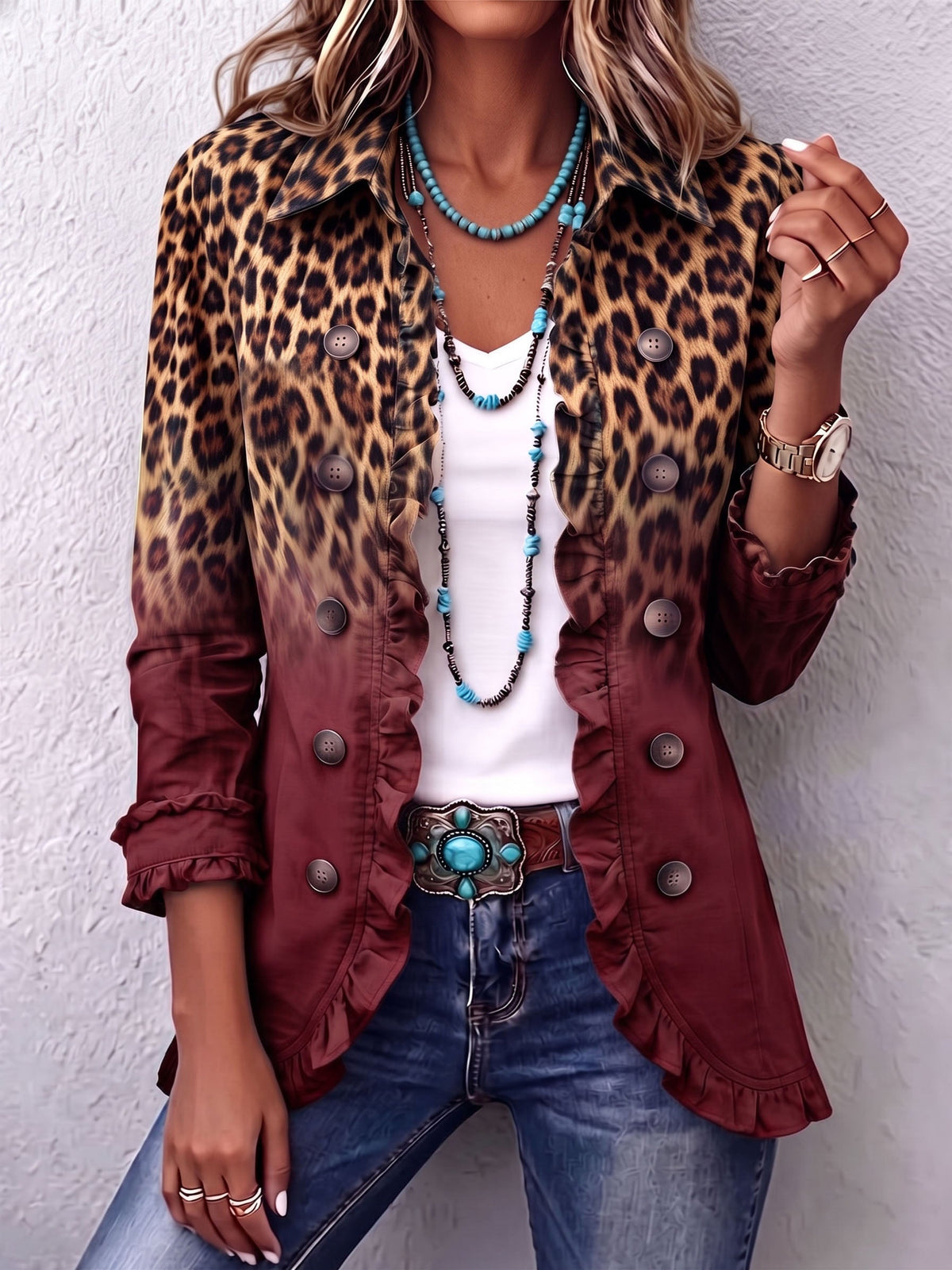 Cassandre | Blazer de estampado animal con volantes · Vista 5