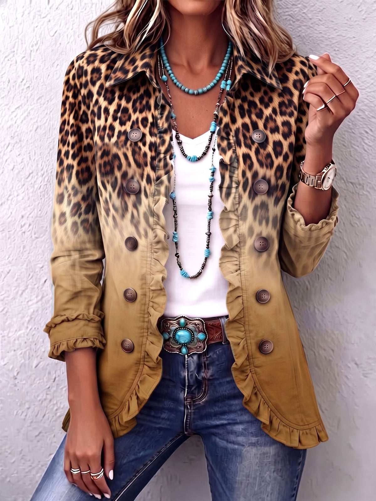 Cassandre | Blazer de estampado animal con volantes · Vista 6