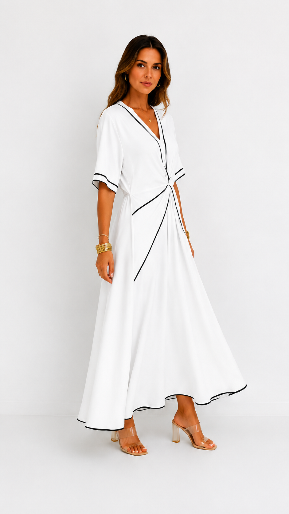 Cielo | Vestido midi de escote en V