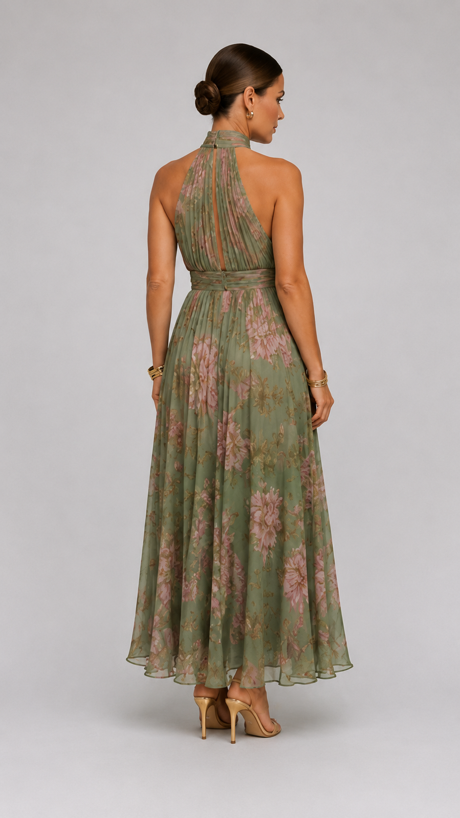 Mirelle | Vestido midi halter con espalda descubierta
