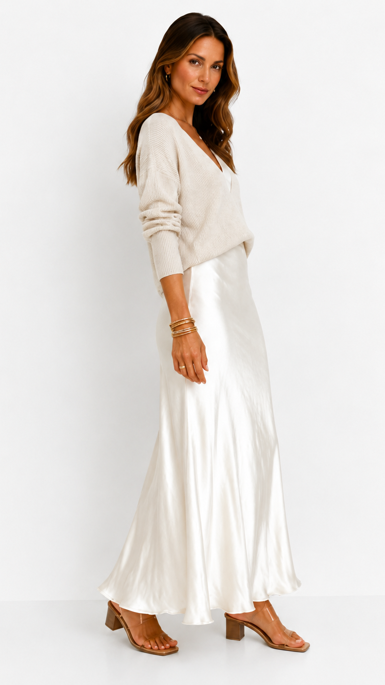 Luna | Vestido satinado con jersey incluido